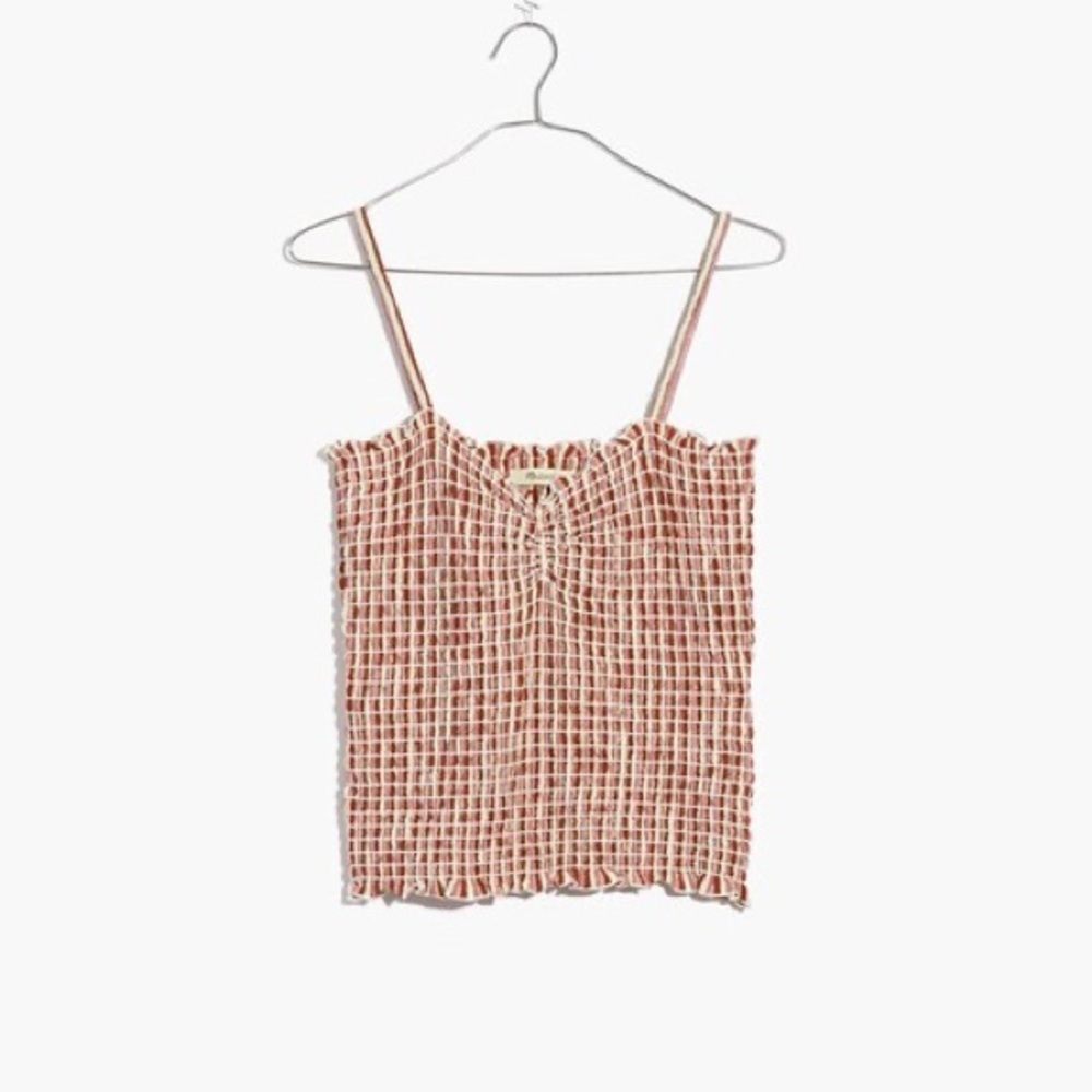 Madewell Superlight Jacquard Smocked Tank Top in Stripe